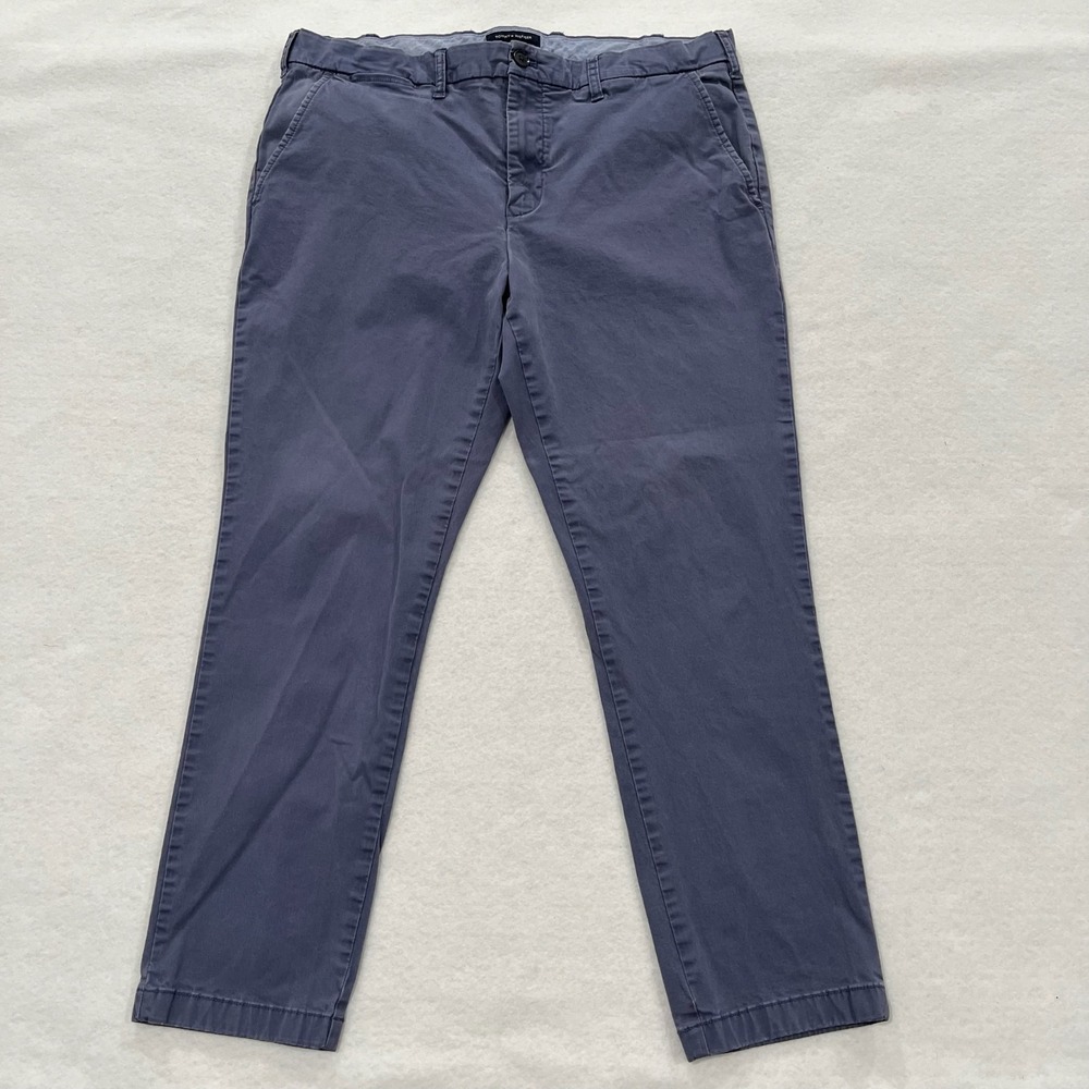 Tommy Hilfiger Men's Slim Fit Stretch Dress Pants Blue Solid 38/30